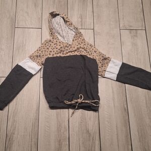 💘 Girls leopard color block hoodie🎀🦄🪻🍍🍓🦉🐧